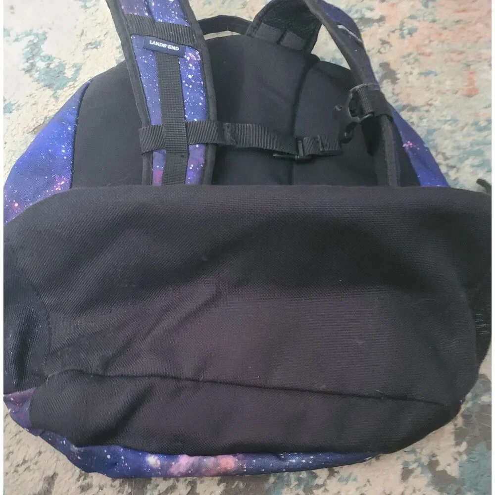 Lands End Class Mate Large Backpack Galaxy Print with Embroidered Basketball EUC